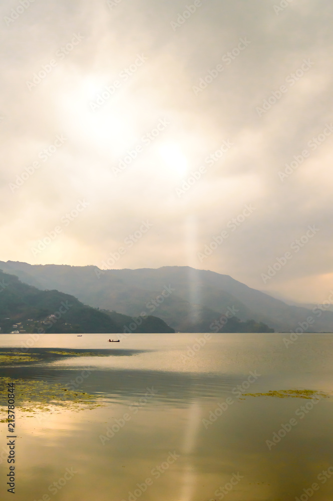 Marvelous Lake view from the bank of Pokhara Lake, Kathmandu City Nepal.