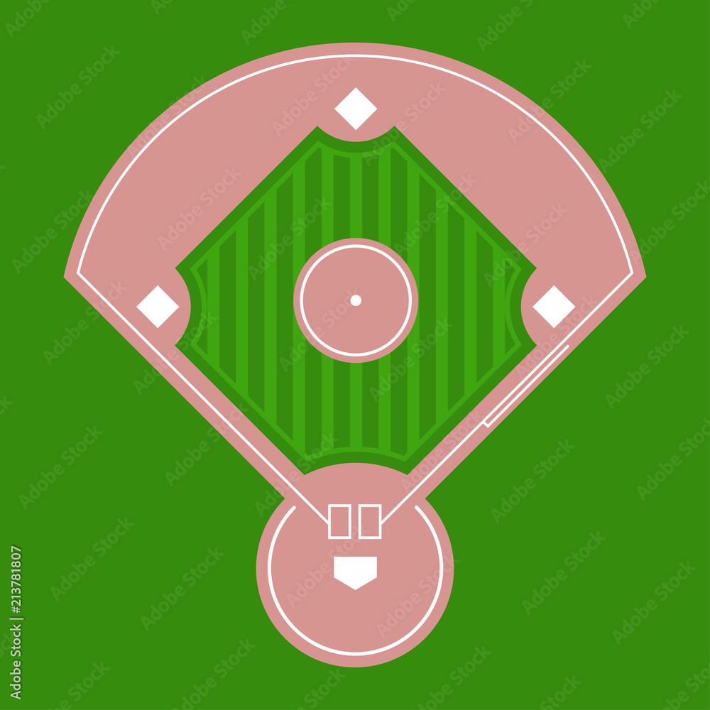 Baseball diamond field top view. Vector flat illustration. Stock Vector |  Adobe Stock