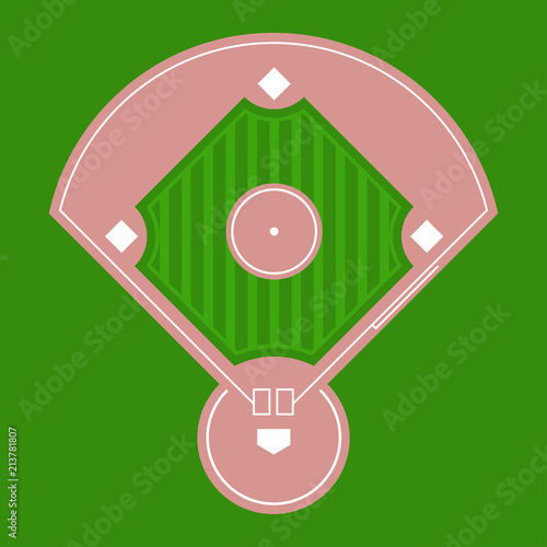 Baseball diamond field top view. Vector flat illustration.