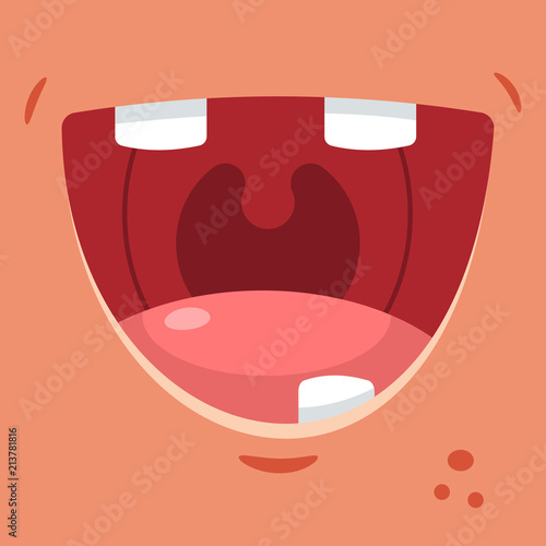 Toothless smile vector cartoon flat illustration.