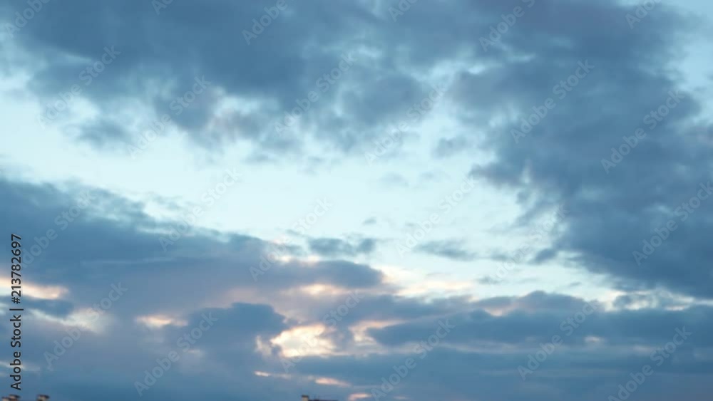 Evening summer pink and blue cloudy sky, time lapse Evening summer pink and blue cloudy sky, time lapse