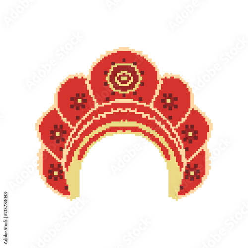 Russian national hat pixel Kokoshnik