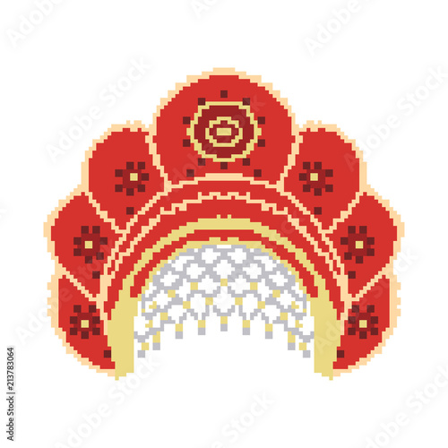 Russian national hat pixel Kokoshnik