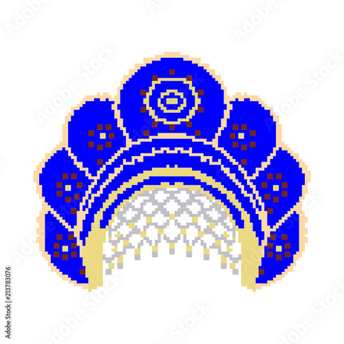 Russian national hat pixel Kokoshnik