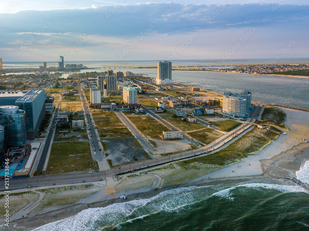 Aerial Sunset View of Atlantic City New Jersey