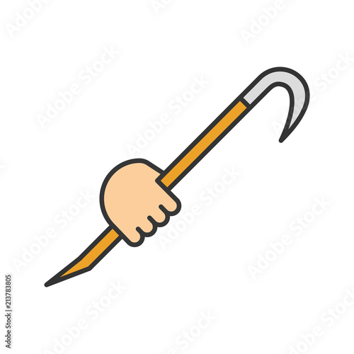 Hand holding crowbar color icon
