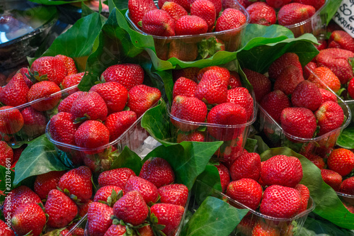 fresh strawberries in a package.