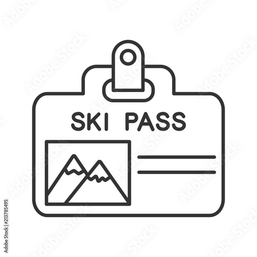 Ski pass badge linear icon