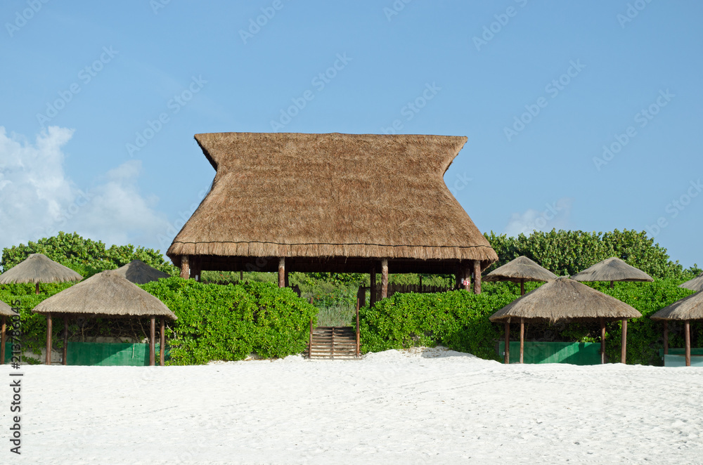 Hay roof hut at beach. Maxico Hay roof hut at beach. Maxico