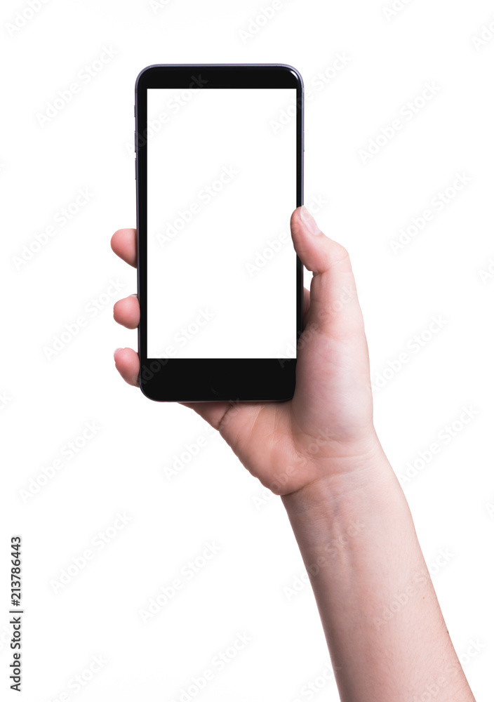Female hand holding mobile smartphone