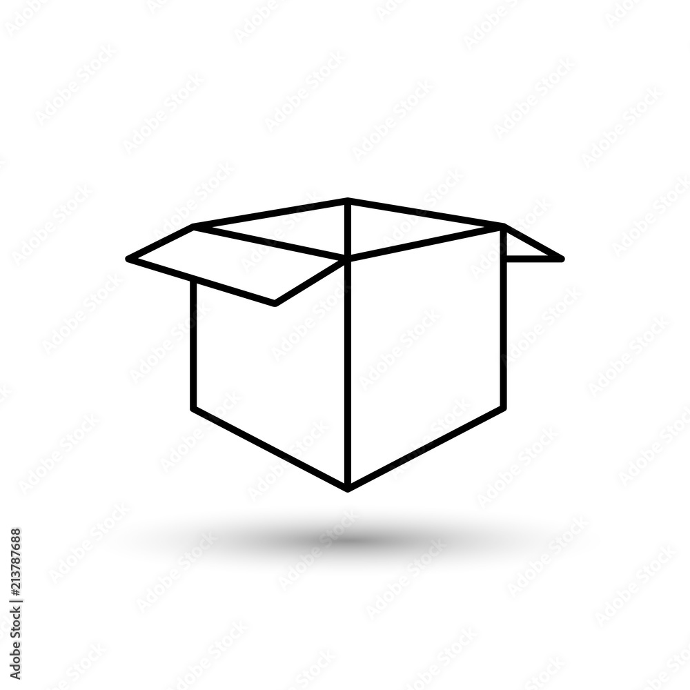 Open box icon vector with shadow, Isolated delivery package design, Cardboard box open, Carton box design on a light background for website, flat style. Vector illustration, eps10 Open box icon vector with shadow, Isolated delivery package design, Cardboard box open, Carton box design on a light background for website, flat style. Vector illustration, eps10
