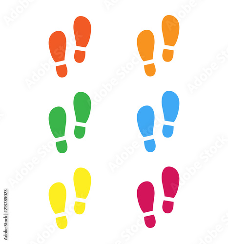 Colorful footprints icon set vector illustration isolated