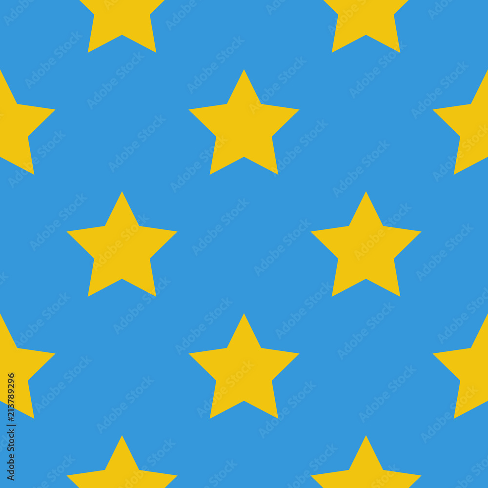 Yellow stars seamless pattern. Stars on a light blue background. Vector  illustration, eps10 Stock Vector | Adobe Stock