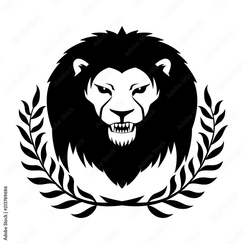 Obraz premium Sign of a black lion on a white background.