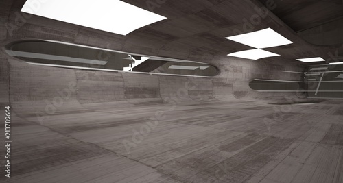 Wallpaper Mural Empty dark abstract brown concrete room smooth interior. Architectural background. Night view of the illuminated. 3D illustration and rendering Torontodigital.ca