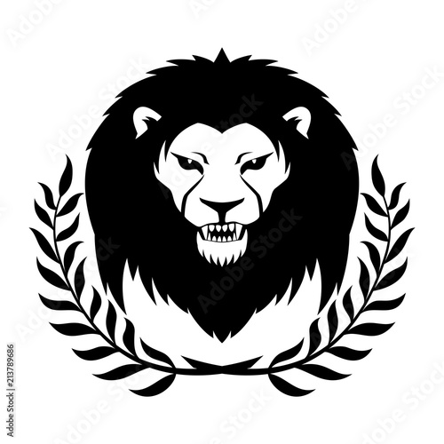 Fototapeta Naklejka Na Ścianę i Meble -  Sign of a black lion on a white background.