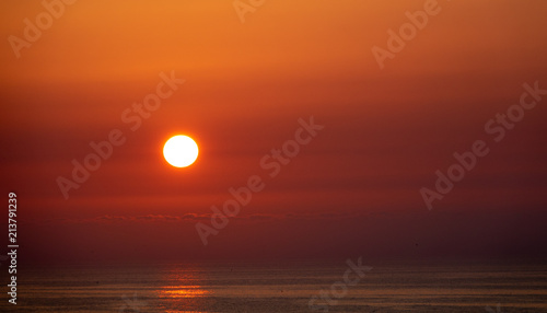 Red sunrise at sea coast sunrise at sea coast