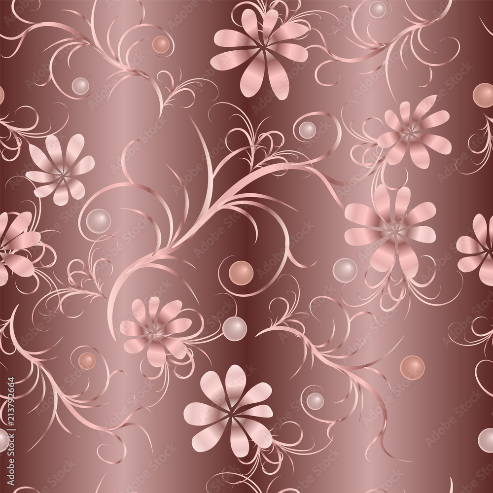 Floral seamless pattern with pink flowers
