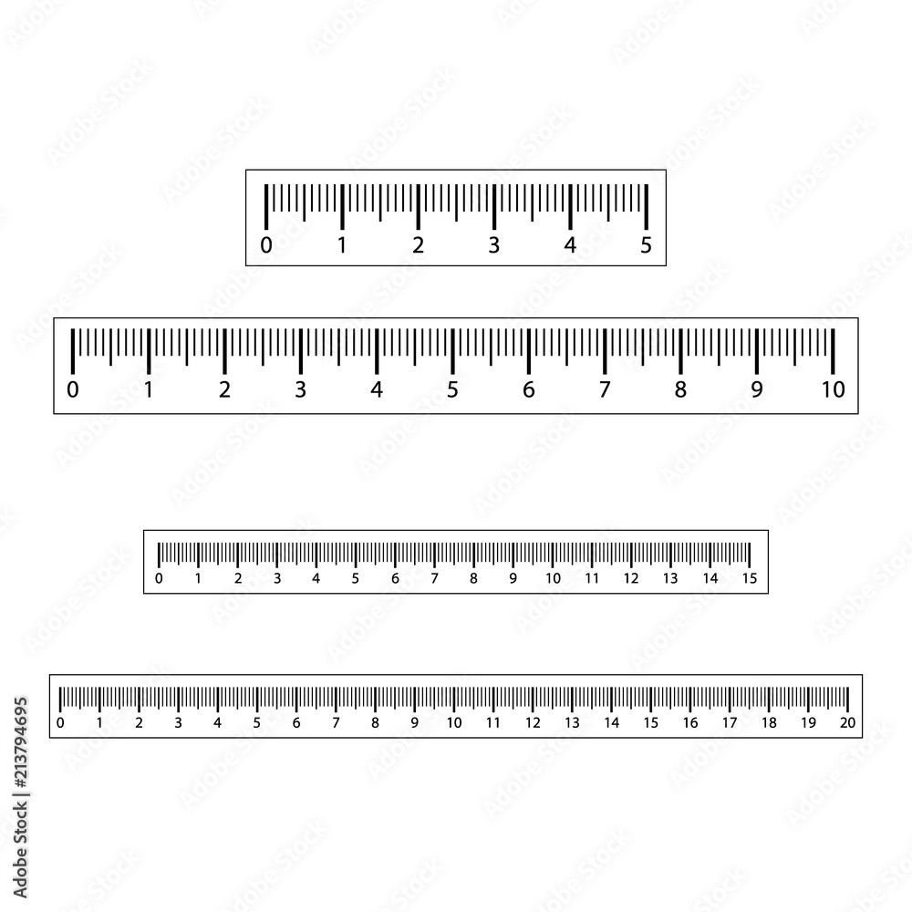 Metric imperial and decimal inch rulers vector set. Measure tools ...