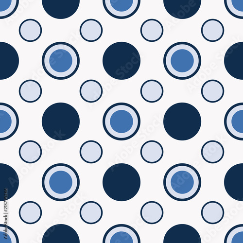 Blue circles seamless pattern on a light background. Vector, eps10