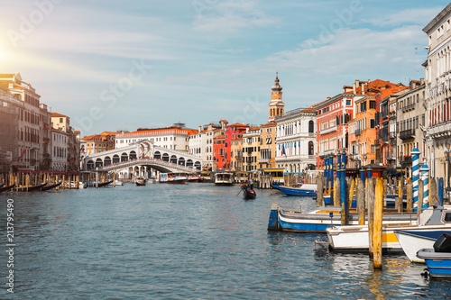 Grand canal in Venezia, Italy. Summer day.