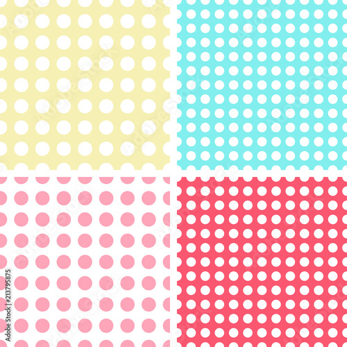 Set of 4 seamless textures - polka dot