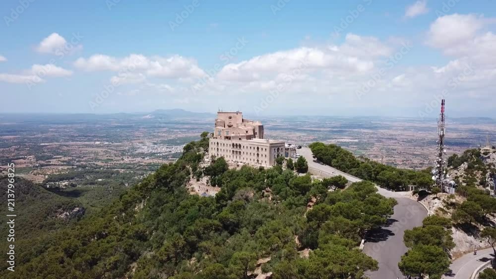 Aerial: The monastery of Saint Salvador in Mallorca, Spain Aerial: The monastery of Saint Salvador in Mallorca, Spain