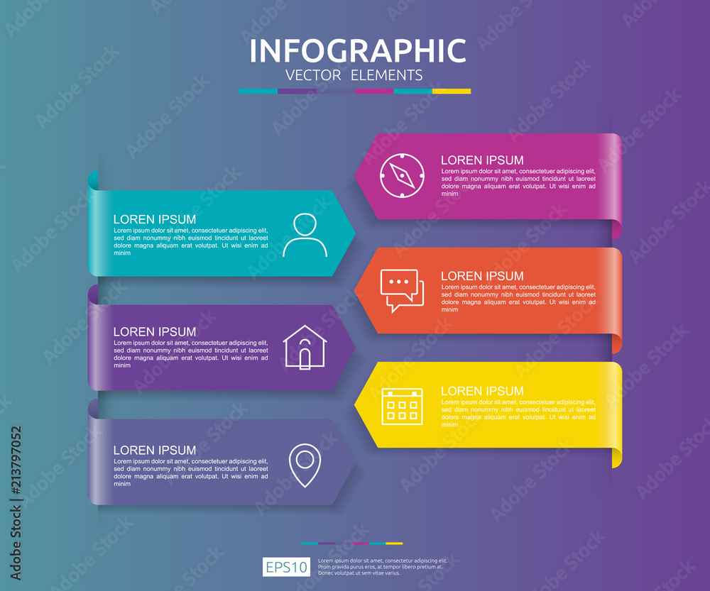 Fototapeta premium 6 steps infographic. timeline design template with 3D paper label. Business concept with options. For content, diagram, flowchart, steps, parts, workflow layout, chart
