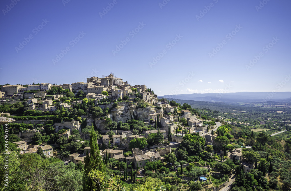 Scenic view of hilltop village Gordes in South of France