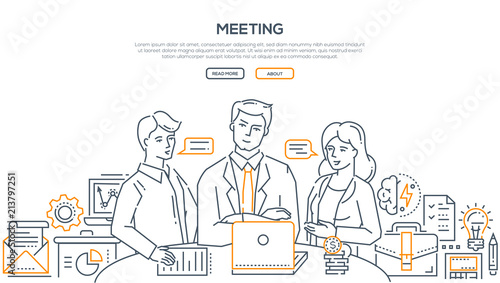 Business meeting - modern line design style illustration