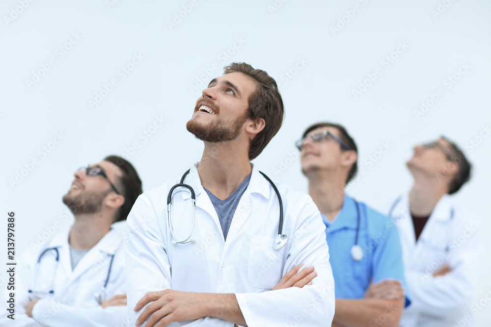 chief physician and colleagues looking at copy space chief physician and colleagues looking at copy space