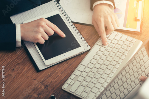 Young perspecrive businesswoman hard working in office photo