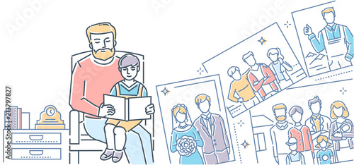 Sweet memory - colorful line design style illustration