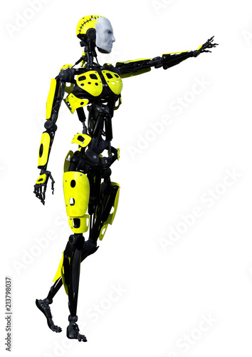 3D Rendering Male Robot on White