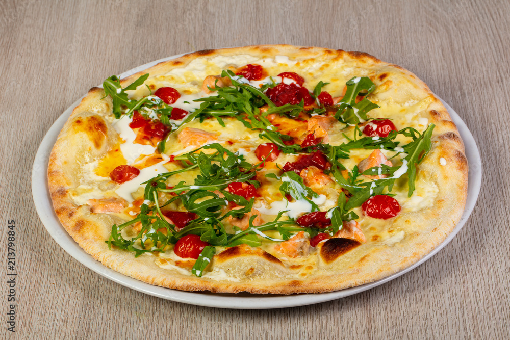 Pizza with salmon Pizza with salmon