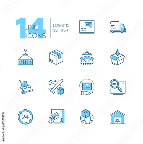 Logistics - modern thin line design icons set