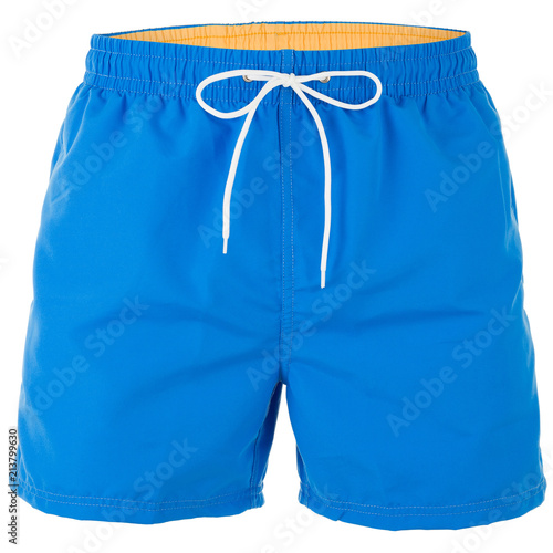 Blue men shorts for swimming isolated on white background © eightstock