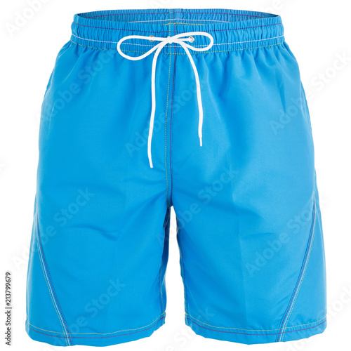 Blue men shorts for swimming isolated on white background