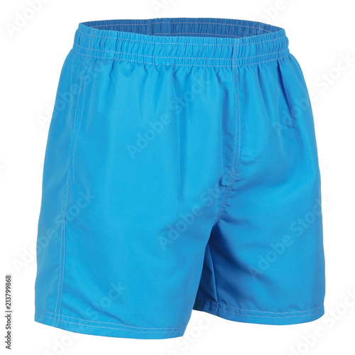 Blue men shorts for swimming isolated on white background