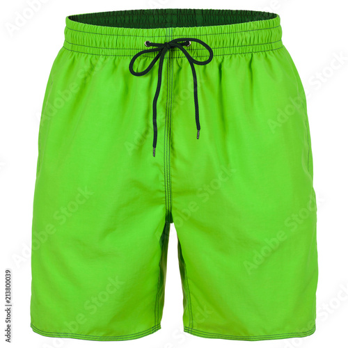 Green men shorts for swimming isolated on white background