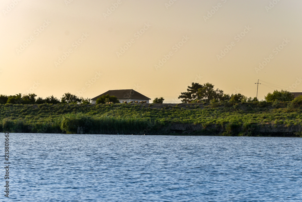 boat in the rive with sunset lighting
boat in the rive with sunset lighting