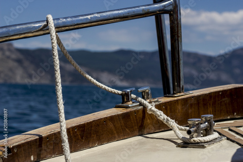 At the stern of the yacht