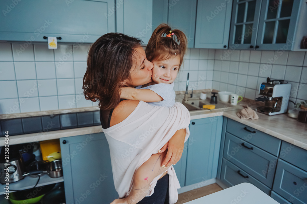 Mom and little daughter having fun together Mom and little daughter having fun together