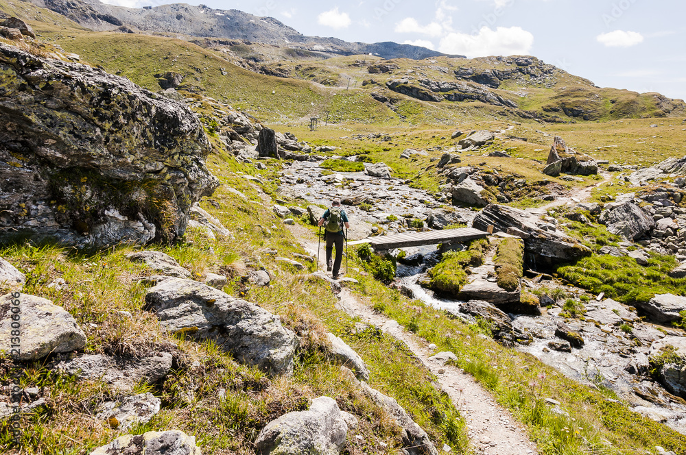 Sils, Höhenweg, Corvatsch, Furtschellas, Wasserweg, Wanderweg, Wanderer, Bergsee, Oberengadin, Alpen, Sommer, Graubünden, Schweiz Sils, Höhenweg, Corvatsch, Furtschellas, Wasserweg, Wanderweg, Wanderer, Bergsee, Oberengadin, Alpen, Sommer, Graubünden, Schweiz