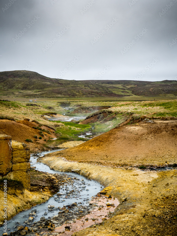 Geothermal landscape at Krysovic Iceland