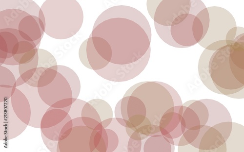 Multicolored translucent circles on a white background. Red tones. 3D illustration