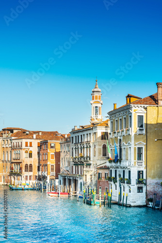 VENICE, ITALY - December 21, 2017 : View of water street and old buildings in Venice, ITALY © ilolab