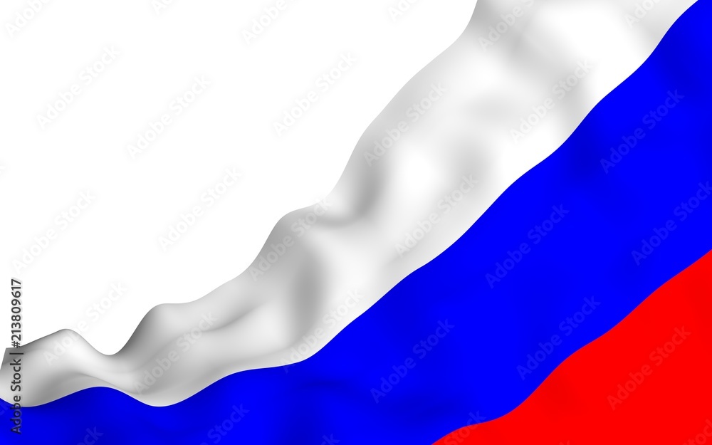 Fototapeta premium Waving flag of the Russian Federation. The National. State symbol of the Russia. 3D illustration