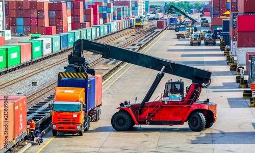 Container Forklift transport by rail..shipping