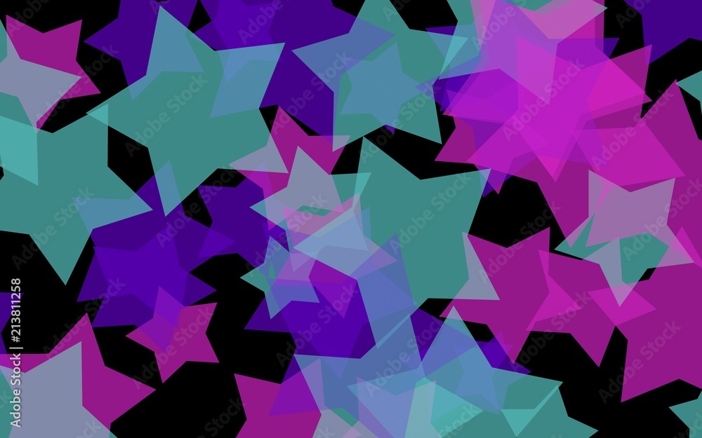 Multi Colored translucent stars on a dark background. Red tones. 3D illustration Multi Colored translucent stars on a dark background. Red tones. 3D illustration